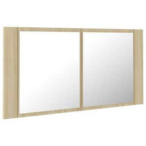 vidaXL LED Bathroom Mirror Cabinet Sonoma Oak 90x12x45 cm Acrylic