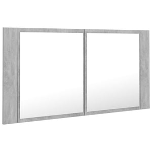 vidaXL LED Bathroom Mirror Cabinet Concrete Grey 90x12x45 cm Acrylic