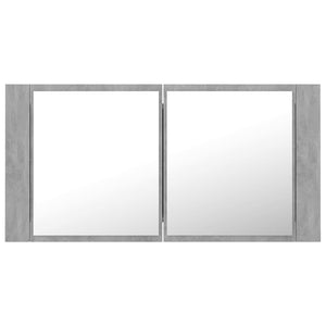 vidaXL LED Bathroom Mirror Cabinet Concrete Grey 90x12x45 cm Acrylic