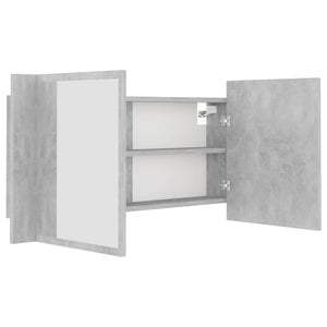 vidaXL LED Bathroom Mirror Cabinet Concrete Grey 90x12x45 cm Acrylic