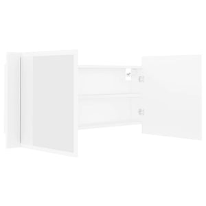 vidaXL LED Bathroom Mirror Cabinet White 100x12x45 cm Acrylic