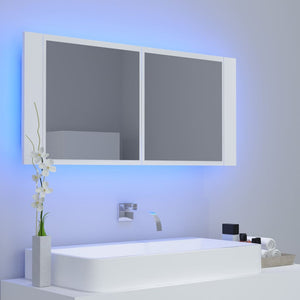 vidaXL LED Bathroom Mirror Cabinet White 100x12x45 cm Acrylic