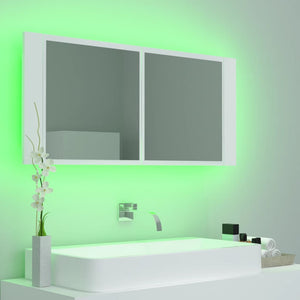 vidaXL LED Bathroom Mirror Cabinet White 100x12x45 cm Acrylic