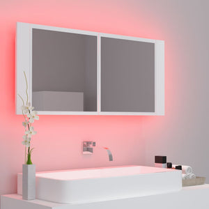 vidaXL LED Bathroom Mirror Cabinet White 100x12x45 cm Acrylic