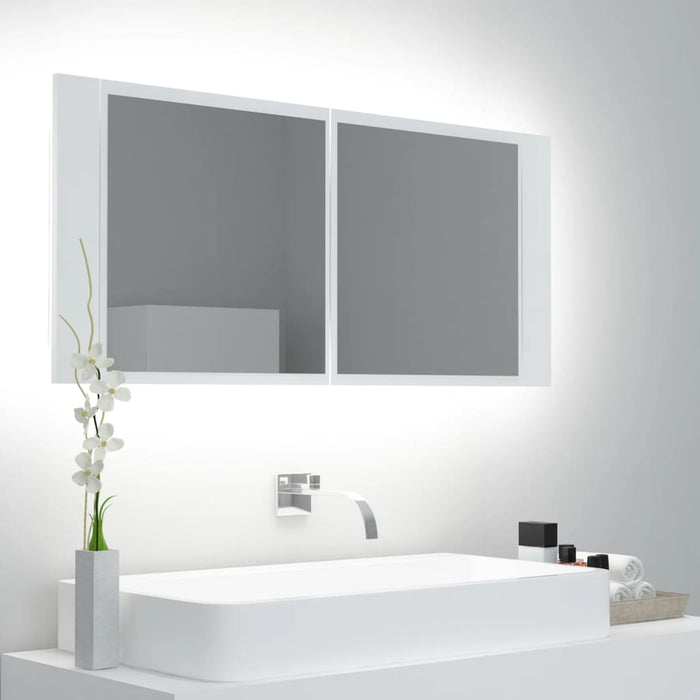 vidaXL LED Bathroom Mirror Cabinet White 100x12x45 cm Acrylic