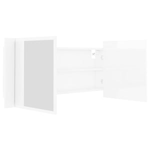 vidaXL LED Bathroom Mirror Cabinet High Gloss White 100x12x45cm Acrylic