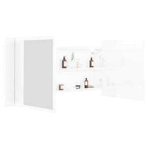 vidaXL LED Bathroom Mirror Cabinet High Gloss White 100x12x45cm Acrylic