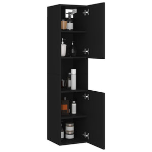 vidaXL Bathroom Cabinet Black 30x30x130 cm Engineered Wood