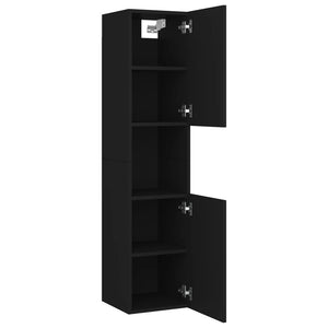 vidaXL Bathroom Cabinet Black 30x30x130 cm Engineered Wood