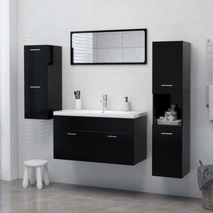 vidaXL Bathroom Cabinet Black 30x30x130 cm Engineered Wood