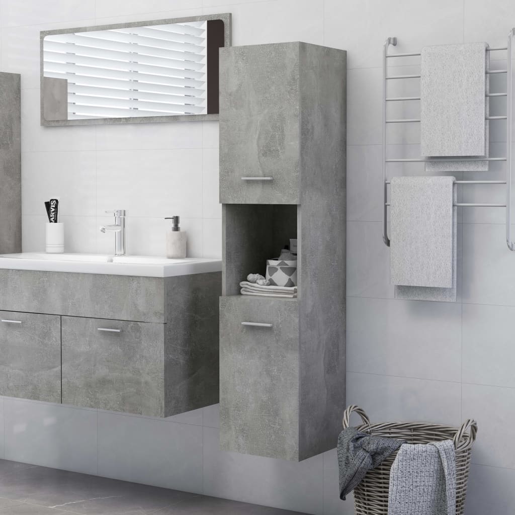 vidaXL Bathroom Cabinet Concrete Grey 30x30x130 cm Engineered Wood