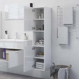 vidaXL Bathroom Cabinet High Gloss White 30x30x130 cm Engineered Wood