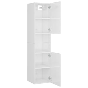 vidaXL Bathroom Cabinet High Gloss White 30x30x130 cm Engineered Wood