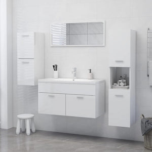 vidaXL Bathroom Cabinet High Gloss White 30x30x130 cm Engineered Wood