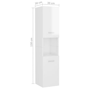 vidaXL Bathroom Cabinet High Gloss White 30x30x130 cm Engineered Wood