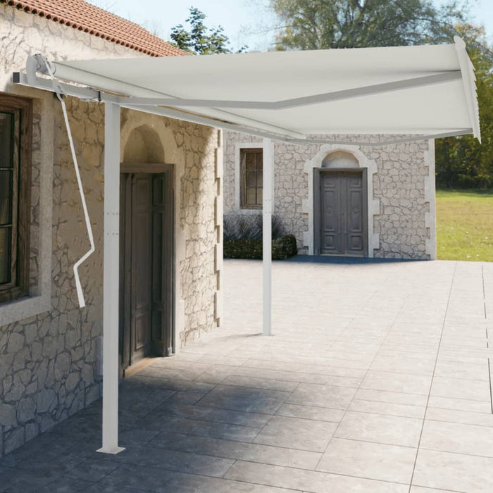 vidaXL Awning Post Set White 450x245 cm Iron