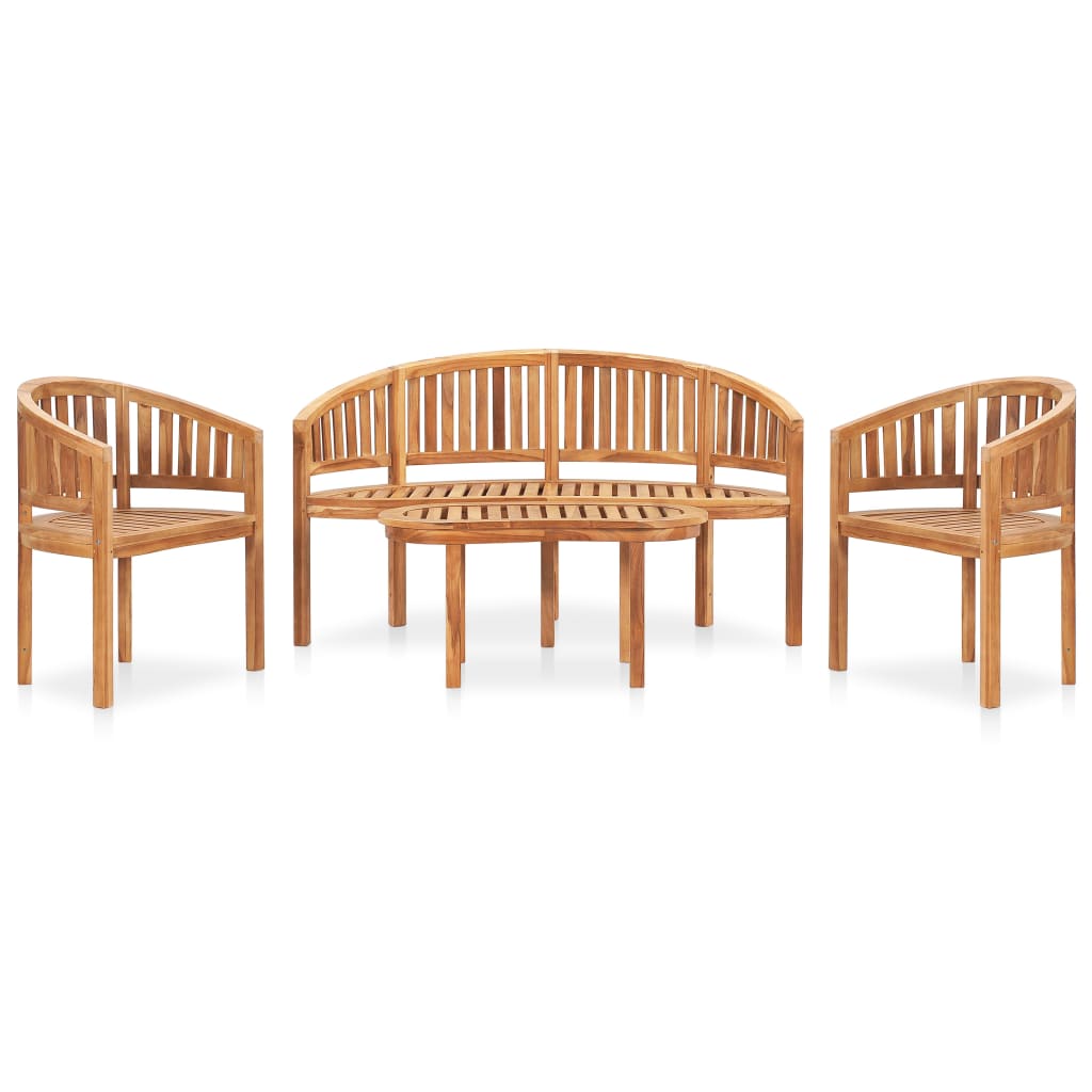 vidaXL 4 Piece Banana Garden Lounge Set Solid Teak Wood