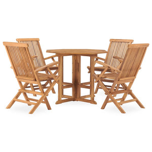 vidaXL 5 Piece Folding Outdoor Dining Set Solid Teak Wood