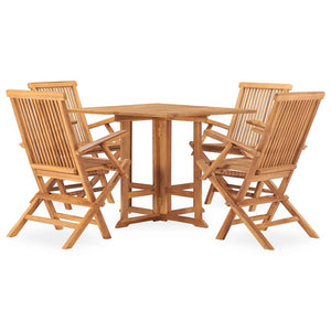 vidaXL 5 Piece Folding Outdoor Dining Set Solid Teak Wood