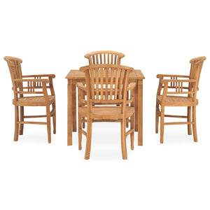 vidaXL 5 Piece Garden Dining Set Solid Teak Wood