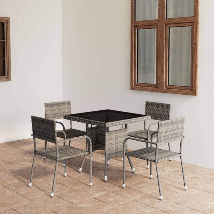 vidaXL 5 Piece Garden Dining Set Poly Rattan Grey