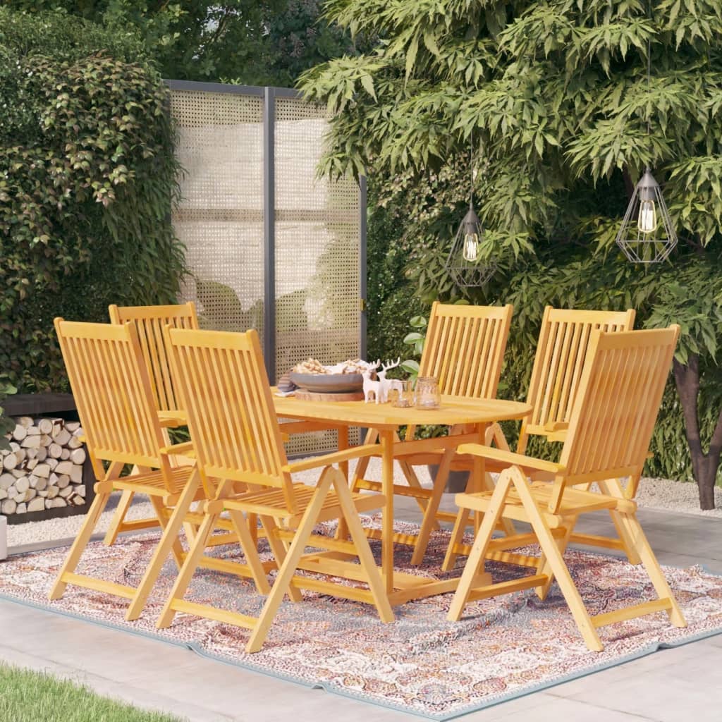 vidaXL 7 Piece Garden Dining Set Solid Teak Wood