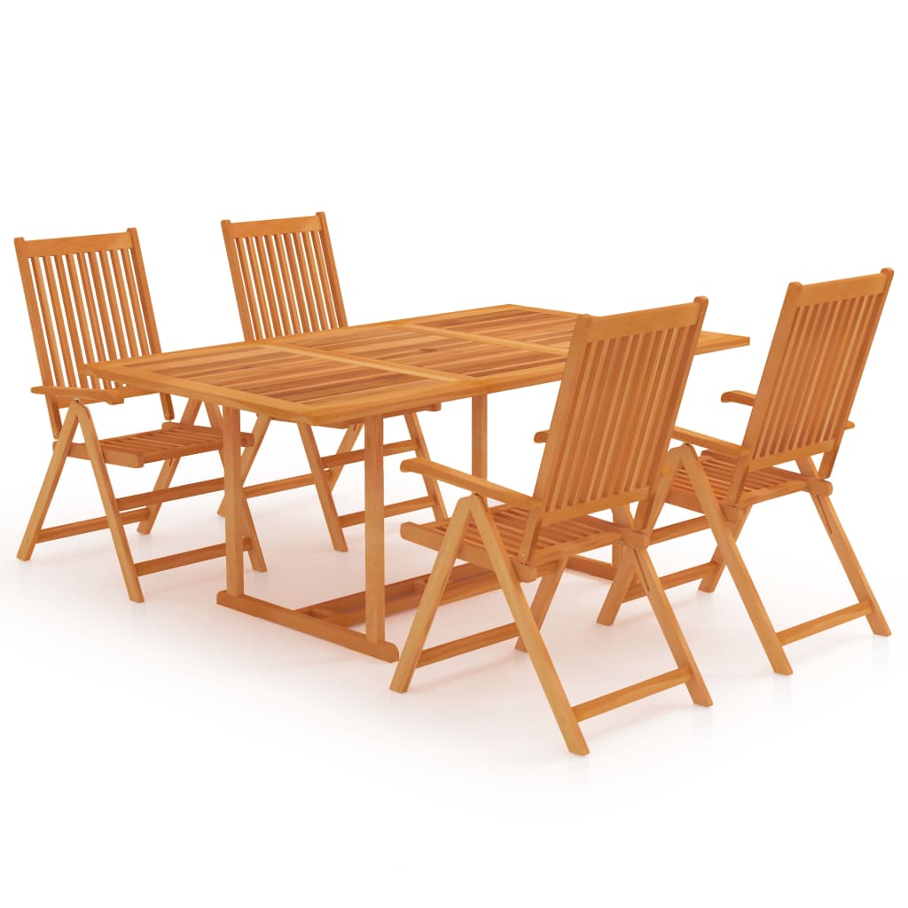 vidaXL 5 Piece Garden Dining Set Solid Teak Wood