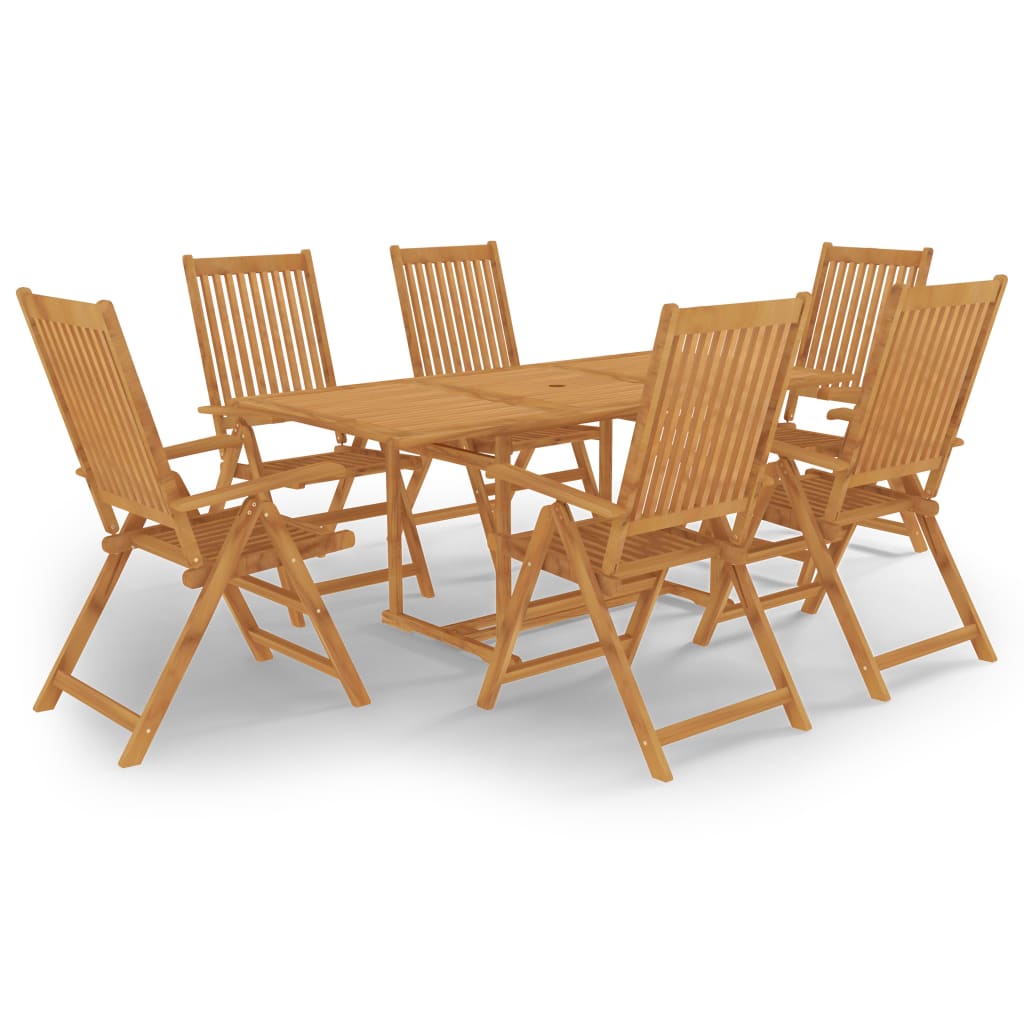 vidaXL 7 Piece Garden Dining Set Solid Teak Wood