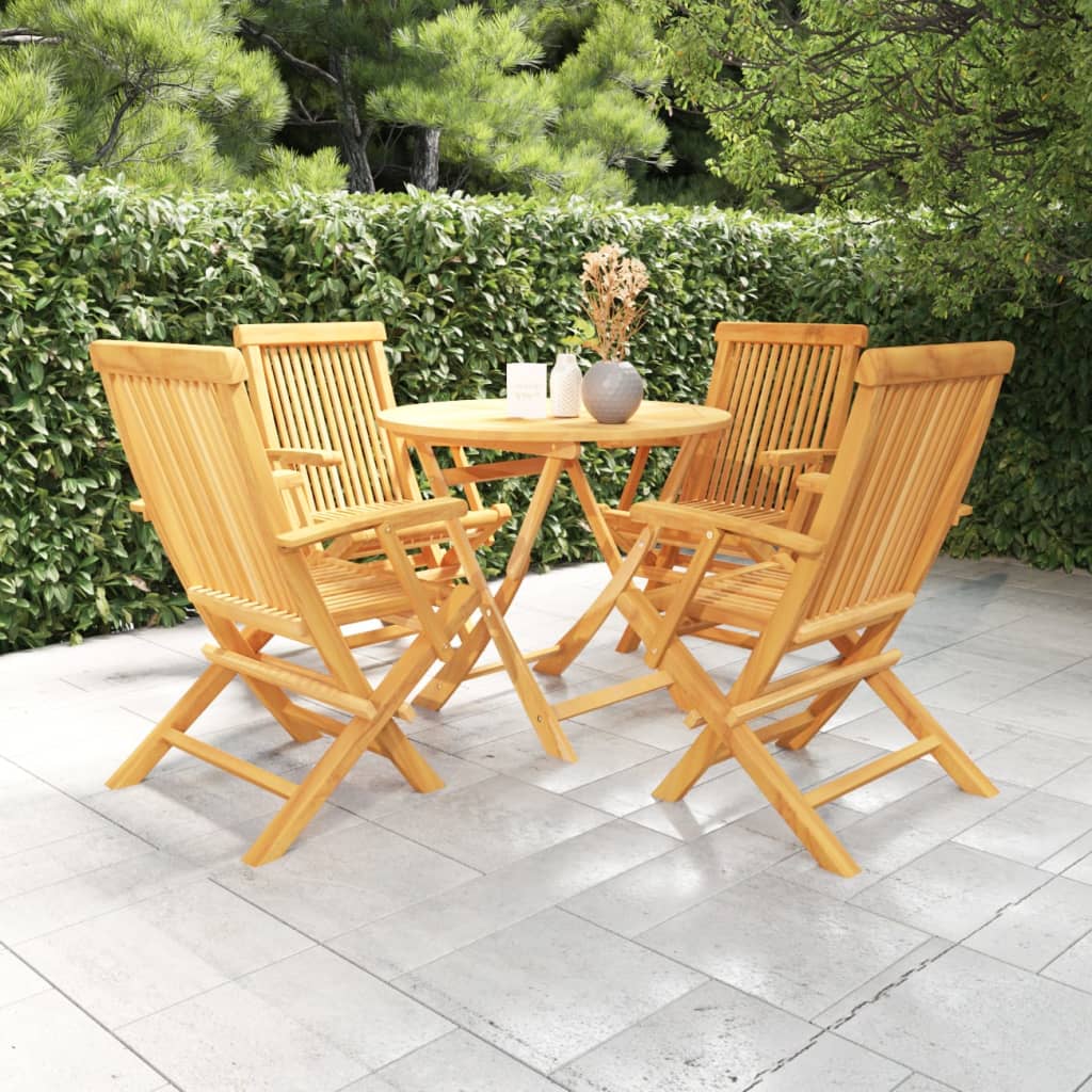 vidaXL 5 Piece Garden Dining Set Solid Teak Wood