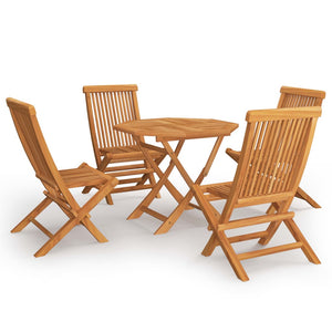 vidaXL 5 Piece Garden Dining Set Solid Teak Wood