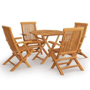 vidaXL 5 Piece Garden Dining Set Solid Teak Wood