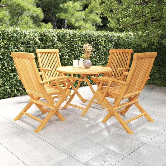 vidaXL 5 Piece Garden Dining Set Solid Teak Wood