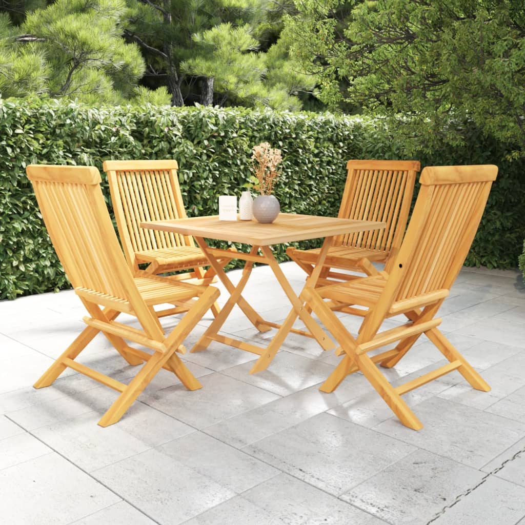 vidaXL 5 Piece Garden Dining Set Solid Teak Wood