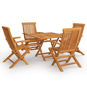 vidaXL 5 Piece Garden Dining Set Solid Teak Wood