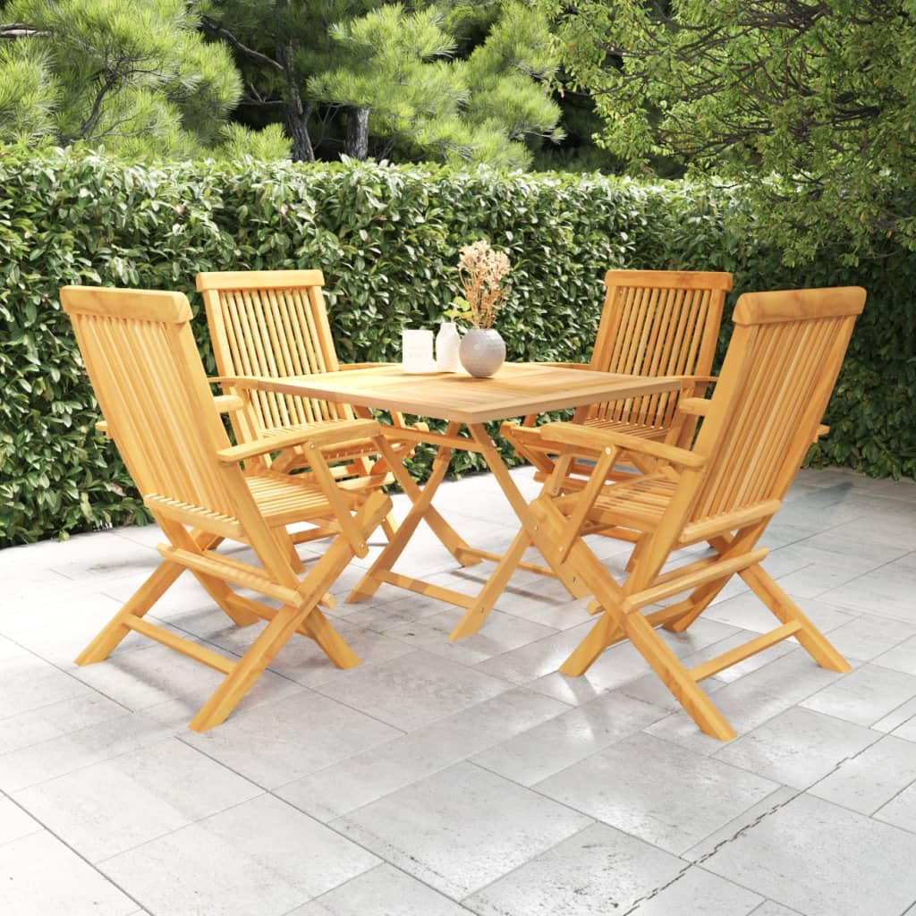 vidaXL 5 Piece Garden Dining Set Solid Teak Wood