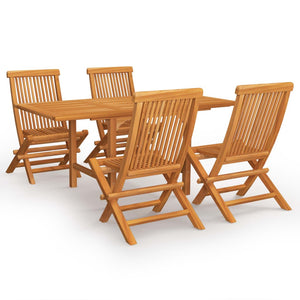 vidaXL 5 Piece Garden Dining Set Solid Teak Wood