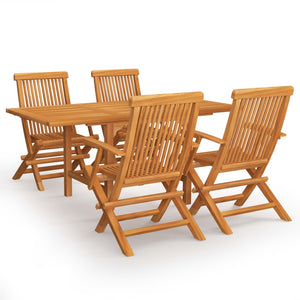 vidaXL 5 Piece Garden Dining Set Solid Teak Wood