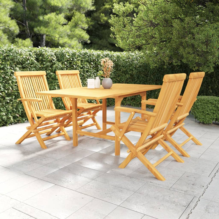 vidaXL 5 Piece Garden Dining Set Solid Teak Wood