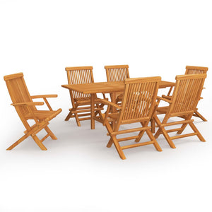 vidaXL 7 Piece Garden Dining Set Solid Teak Wood