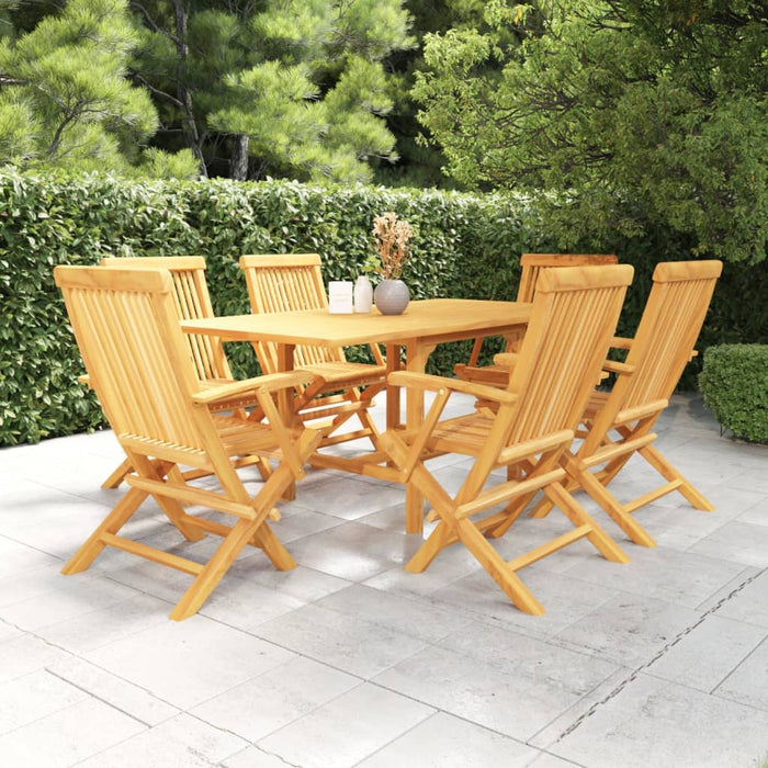 vidaXL 7 Piece Garden Dining Set Solid Teak Wood