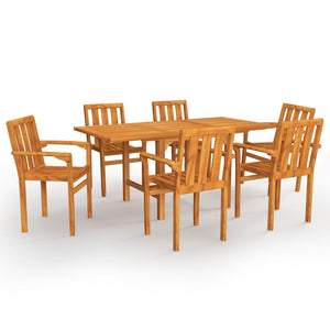 vidaXL 7 Piece Garden Dining Set Solid Teak Wood