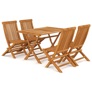 vidaXL 5 Piece Garden Dining Set Solid Teak Wood