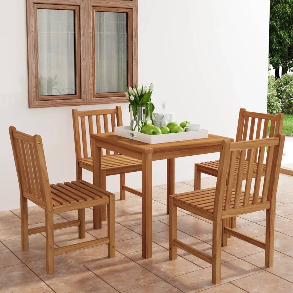 vidaXL 5 Piece Garden Dining Set Solid Teak Wood