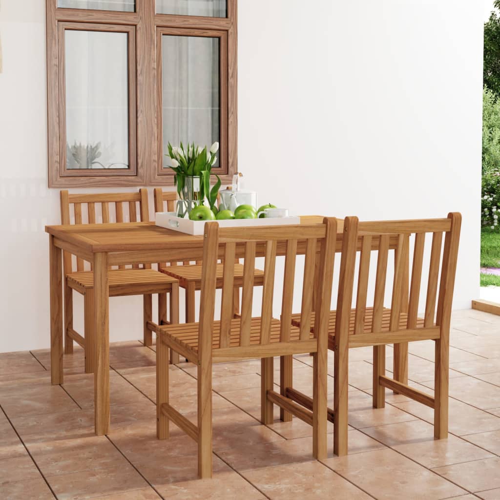 vidaXL 5 Piece Garden Dining Set Solid Teak Wood