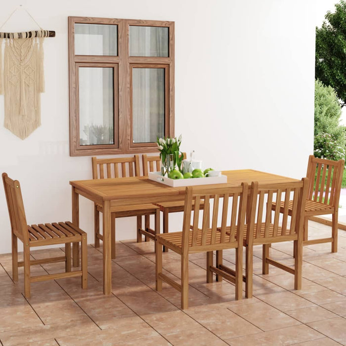 vidaXL 7 Piece Garden Dining Set Solid Teak Wood