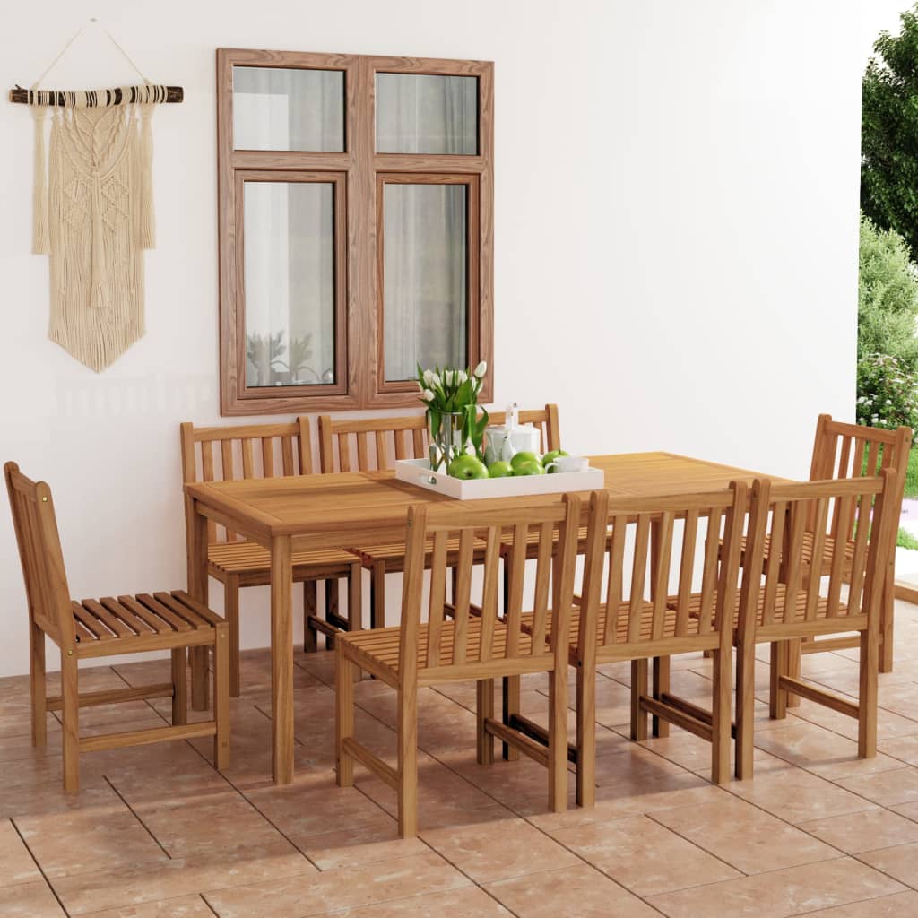 vidaXL 9 Piece Garden Dining Set Solid Teak Wood