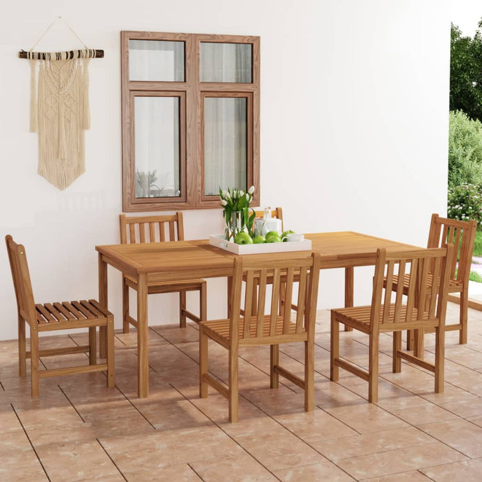 vidaXL 7 Piece Garden Dining Set Solid Teak Wood