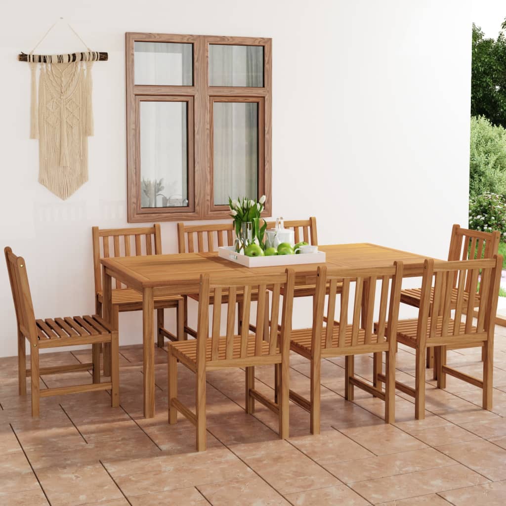 vidaXL 9 Piece Garden Dining Set Solid Teak Wood