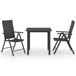 vidaXL 3 Piece Garden Dining Set Black