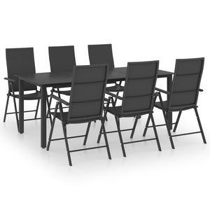 vidaXL 7 Piece Garden Dining Set Black